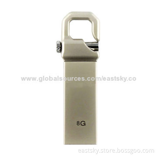 Hook Flash Drive, Waterproof/Dust-proof Stainless Metal, Free for 1 to 2 Colored Logo Imprint